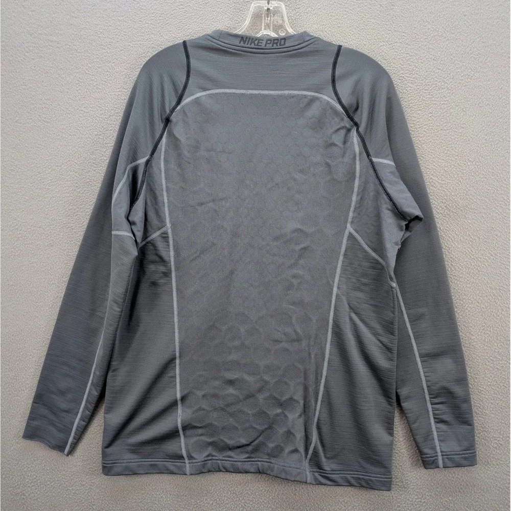 Nike Pro Hyperwarm Fitted Sleeve Training Top Men's Large‎ Gray Pullover Stretch